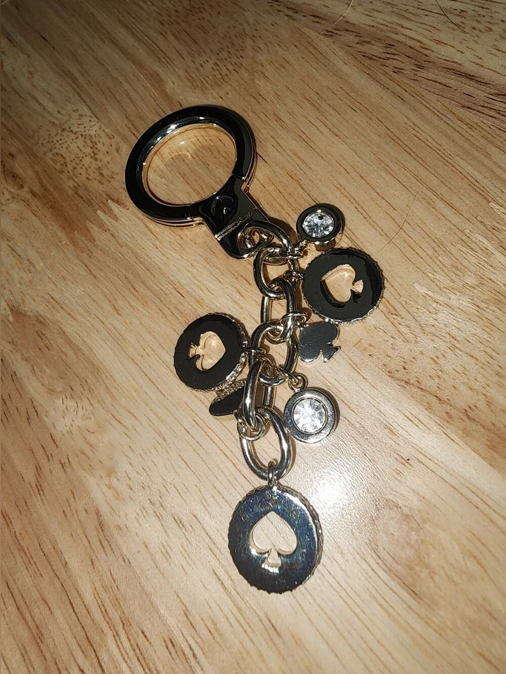 Kate Spade Gold Spade Rhinestone Purse Bag Charm Keychain Crystal Bling NWOT